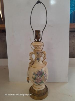 Beautiful decorative ceramic base lamp with hand painted flowers