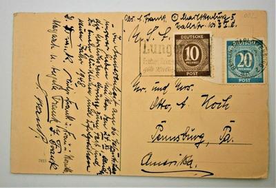 1947 German Postcard - Germany to Pennsylvania