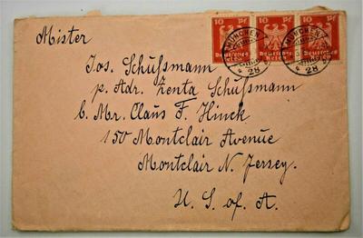 1920's German Cover - Munich to New Jersey