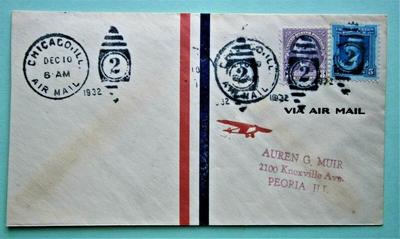 1932 Air Mail Cover from Chicago, Ill to Peoria Il