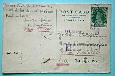 India 1941 NINE PIES Registered Postal Card to California