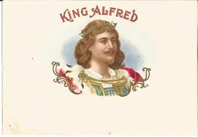 KING ALFRED Embossed Cigar Label from the early 1900â€™s