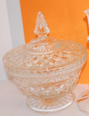All Glass Candy Dish and Glass Candle Holder