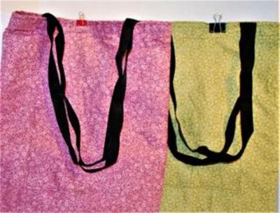 Large Embroidered Tote Bags with Black Straps 16" x 13" Set of 2