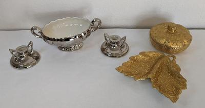 22KT Weeping Bright Gold and Platinum Rose Ceramic Pieces