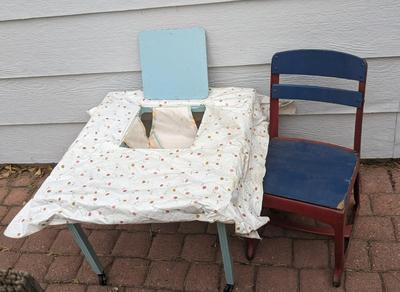 Vintage Babee Tenda Wood Frame Safety Chair and Tot Chair