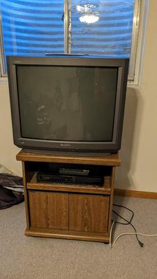 Sony Trinitron CRT TV, VCR, and Media Stand