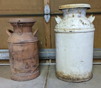 Foremost and Blue Valley Milk Churns