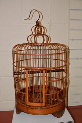 Vintage Teak Birdcage with Beautiful Hand Carved Detailing