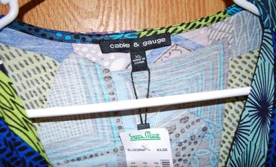 "Cable & Gauge" Assorted Blues Top - Size: Womens XL