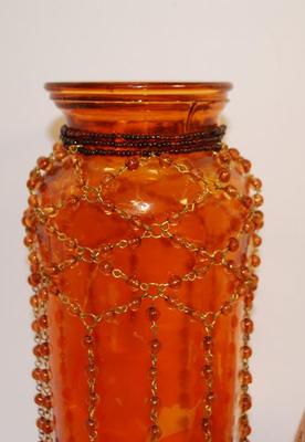 Dangle Orange Vase (10"H) & Egg Shaped Planter (5"H)