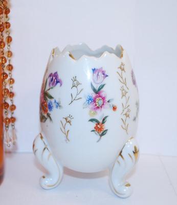 Dangle Orange Vase (10"H) & Egg Shaped Planter (5"H)