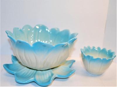 Robins Egg Blue Lilly Pad Dish Set - 6 1/2" W x 3 1/2" H