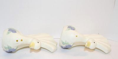 Blue Flowered Swan-Style Salt & Pepper Shaker Set 4" H