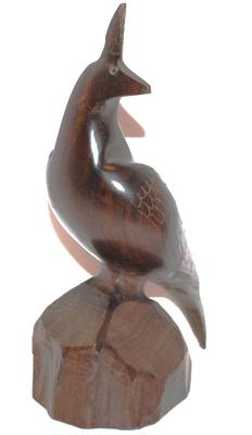 All Solid Varnished Wood Bird Art Piece 7" H