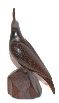All Solid Varnished Wood Bird Art Piece 7" H
