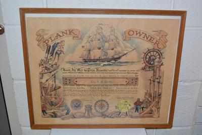 1963 U.S. Navy U.S.S. Dale Captain R.R. Crutchfield Plank Owner Certificate