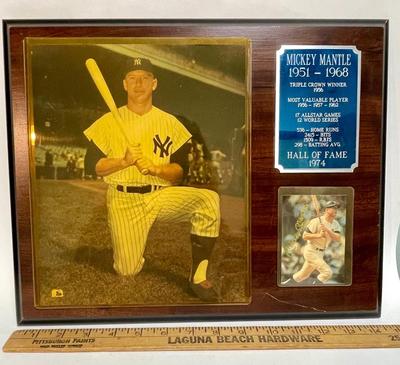Mickey Mantle Commemorative Plaque with baseball card