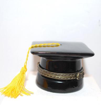 Diploma Cap Style Trinket Box with Diploma 1 1/2" H