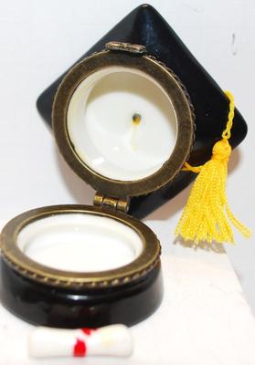 Diploma Cap Style Trinket Box with Diploma 1 1/2" H