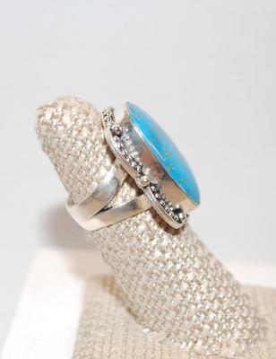 STERLING SILVER Copper Turquoise 925 Ring Size: 6