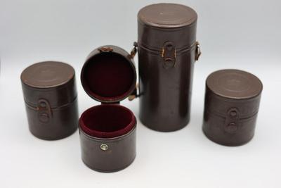 Vintage Nippon Kogaku Tokyo Leather Boxes for Lens