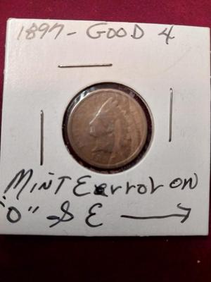 1897 INDIAN HEAD PENNY WITH MINT ERRORS