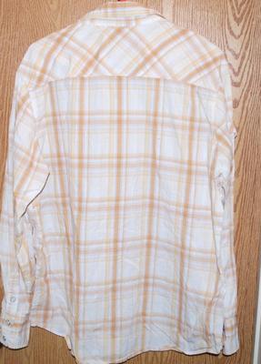 "Supply Company USA" Brand Western Style Orange Stripe Shirt with Pearl Style Snaps Size XL