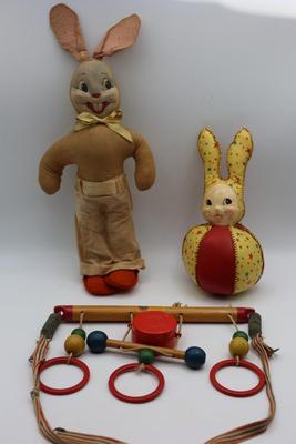Vintage Bugs Bunny, Vinyl Stuffed Rabbit, Wooden Crib Musical Mobile