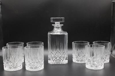 Crystal Decanter w/ (7) Glasses - Never Used