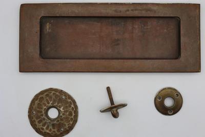 Solid Brass Vintage Mail Slot, Two Decorative Hardwares, and Lock