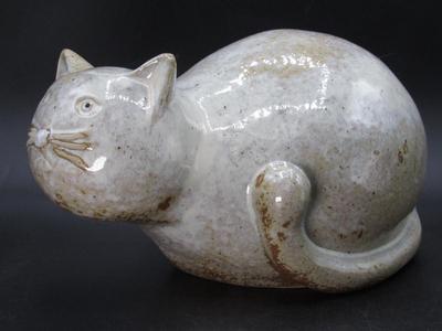 large Ceramic Pottery Cat figure statuette Yard Art Sitting Figurine
