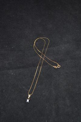 14k Gold â€œSâ€ Chain w/ 14k Dark Spinel Pendant 16â€, 1.1g
