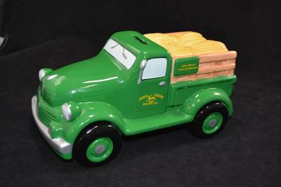 Ceramic John Deere Piggy Bank w/ Plug 9â€x5â€x4.75â€