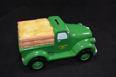 Ceramic John Deere Piggy Bank w/ Plug 9â€x5â€x4.75â€