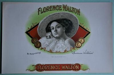 "FLORENCE WALTON" Inner Lid Cigar Box Label, form early 1900's