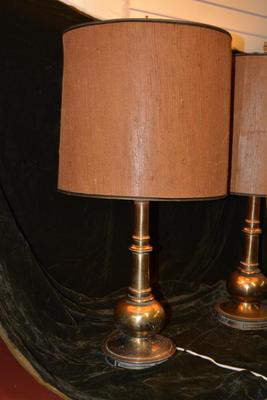 Matching Vintage Brass STIFFEL 3-Way End Table Lamps 30â€x16â€