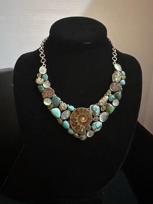 Lot 1012 ammonite and mix stone necklace