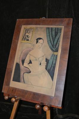 Antique CURRIER Hand-Painted Lithograph â€œAugustaâ€ Original Frame 16.5â€x12.75