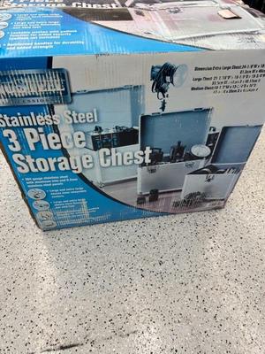 lot 1117 stainless steal 3 piece storage chest