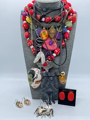 LOT 210J: Fun and Eccentric Necklace Collection Some with Matching Earrings