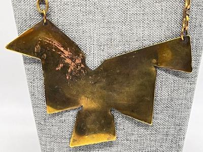 LOT 212J: Artist Signed Brass Pendant on Chain and More