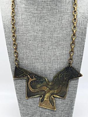 LOT 212J: Artist Signed Brass Pendant on Chain and More