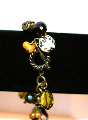 Barrels, Spheres, Circles, Leaves & Drops Bracelet with Toggle Close Size: 6