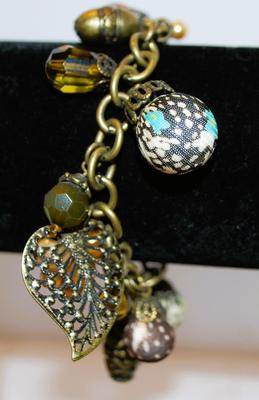 Barrels, Spheres, Circles, Leaves & Drops Bracelet with Toggle Close Size: 6