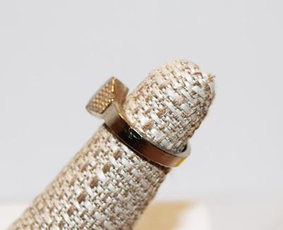 Trapezoid Top Silver-Tone Ring with Geometric Design (3.2g) Size 4 1/4