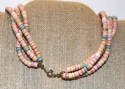 Pinks & Greens Tropical Style Necklace & Matching Earrings 20" L