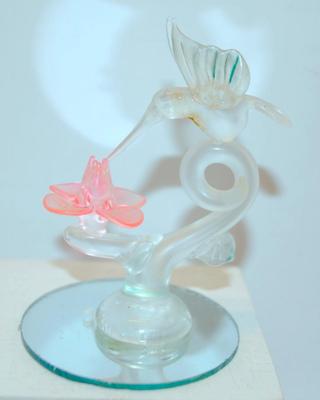 Hummingbird & Flower Acrylic Figure 3 " H