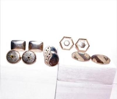 Multiples Color, Gold and Silver Tone Cufflinks Assortment 11 Pairs