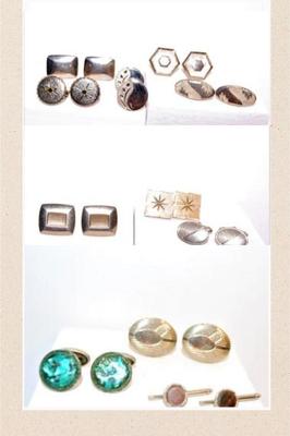 Multiples Color, Gold and Silver Tone Cufflinks Assortment 11 Pairs
